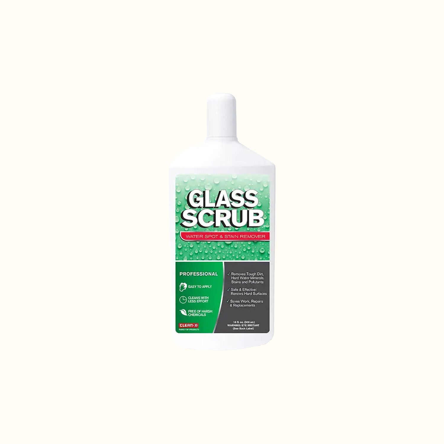 Limescale and residue remover for glass