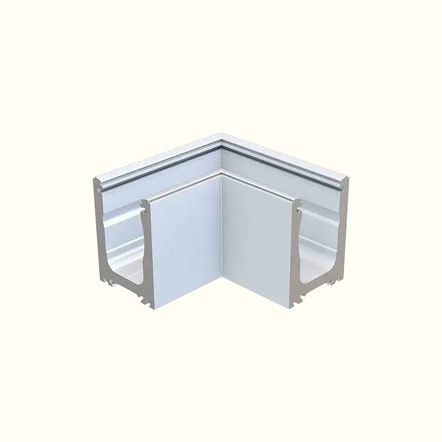 Aluminum corner piece for recessed rail