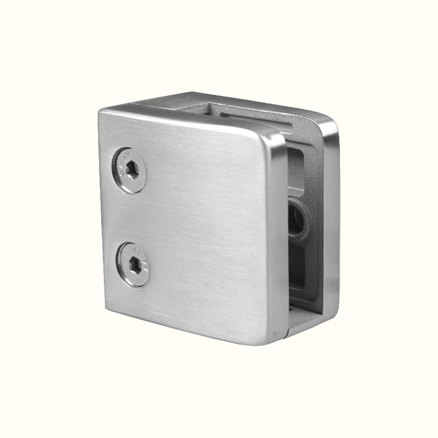 Clamps 55 mm with plate for 6 to 12 mm glass - Round post dia 50.8 mm