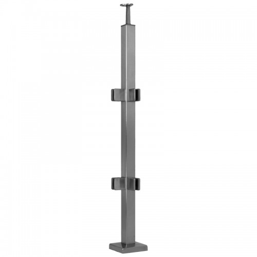 Square stainless steel posts with clamps for 10 mm glass