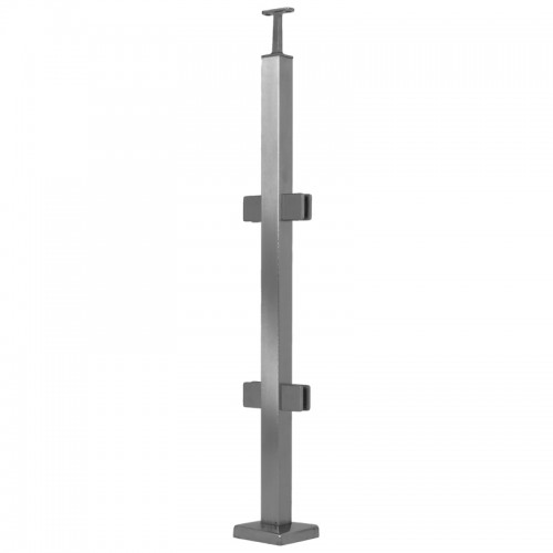 Square stainless steel posts with clamps for 10 mm glass