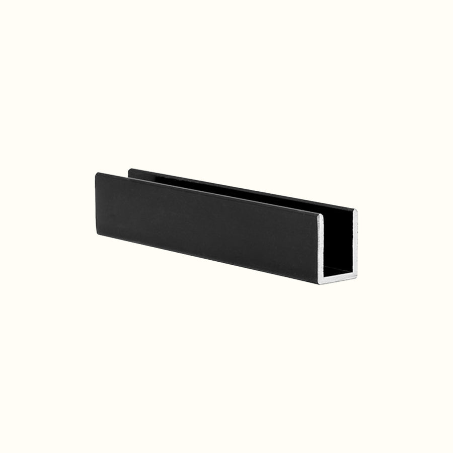 U-shaped aluminum molding for 10 or 12 mm glass