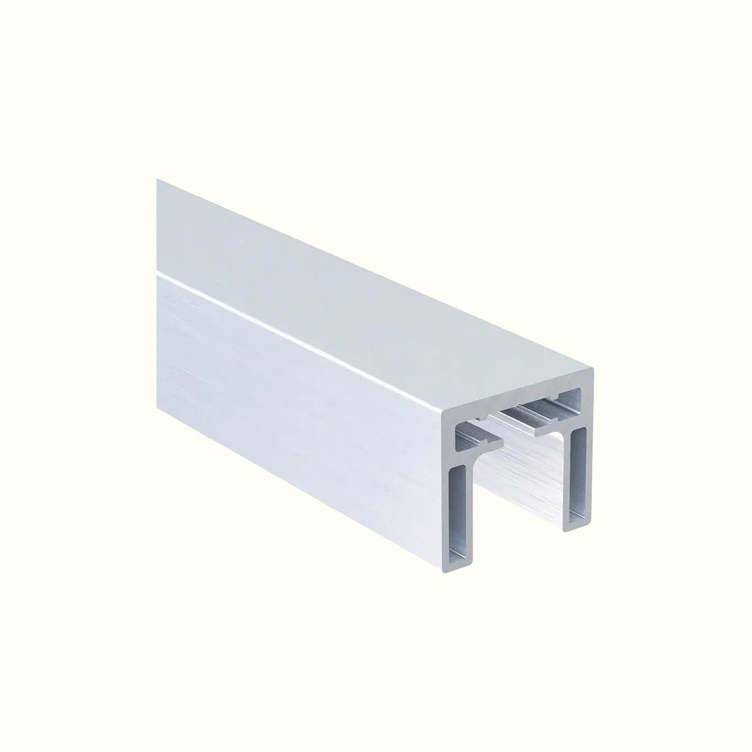 Square cap rail for 10 or 12 mm glass