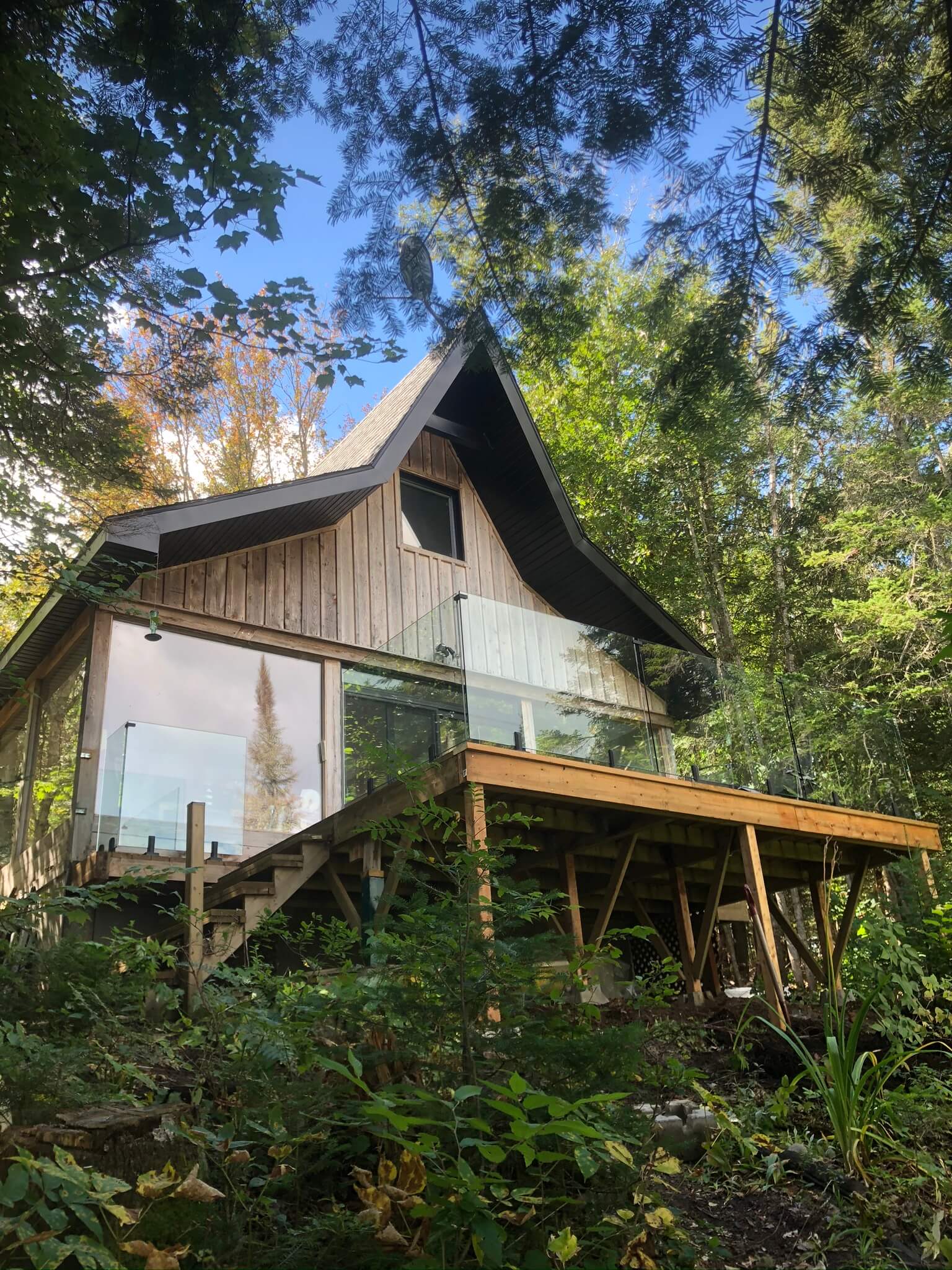 Glass railing on balcony