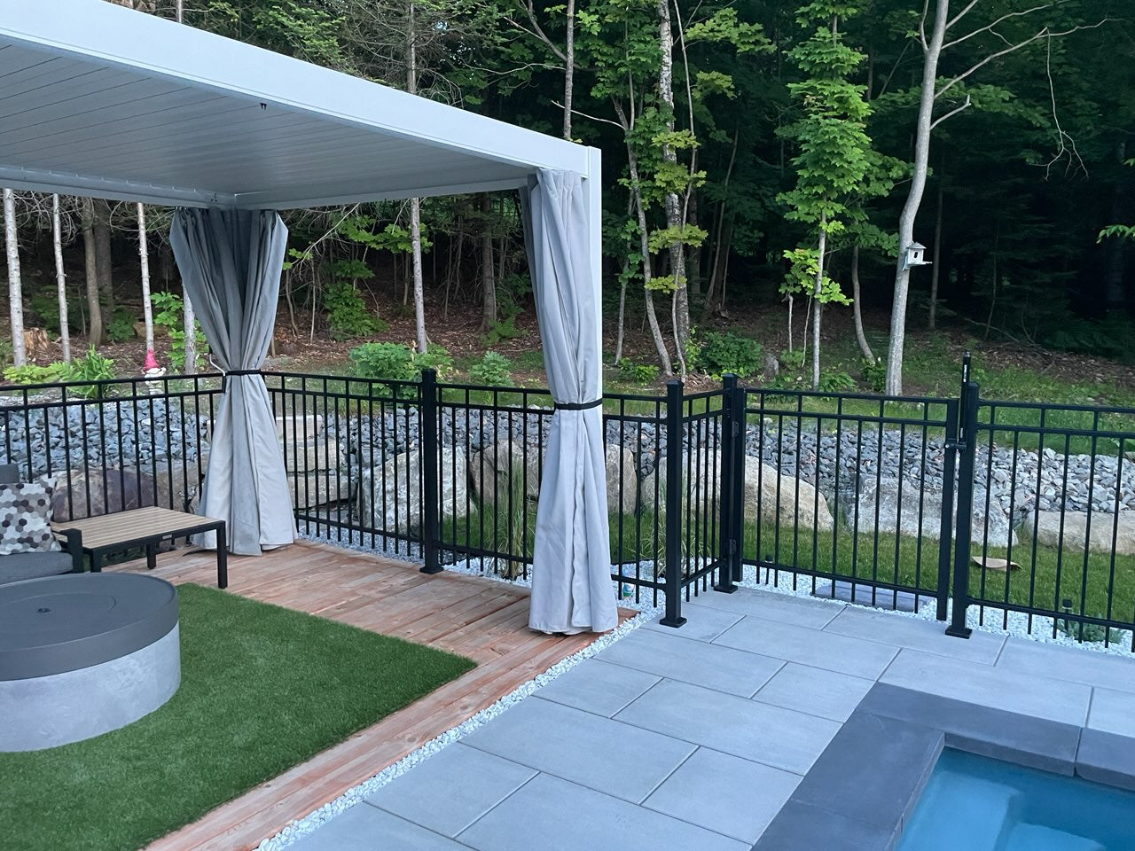 Glass railing installed on a balcony at sunset